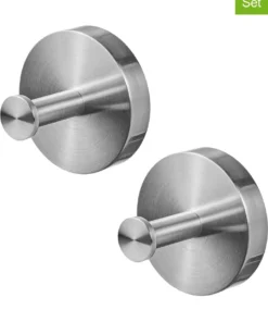 AMARE 2er-Set: Edelstahl-Handtuchhaken In Silber - Ø 5 Cm