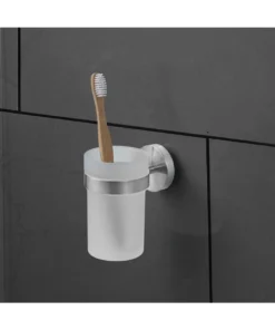 AMARE Zahnbürstenhalter In Silber - (H)9 X (T)7 Cm -Relaxdays Verkaufsshop amare zahnburstenhalter in silber h 9 x t 7 cm 4