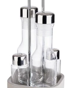 APS 5-tlg. Menage "ELEMENT" In Grau/Transparent 12,5 X 12,5 Cm, H: 25 Cm