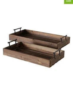 Boltze 2er-Set: Tabletts "River" In Braun