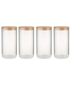 Butlers 4x Vorratsgläser 1750ml WOODLOCK In Transparent