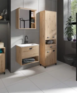 ByLiving Badezimmer-Schrank Wellness In Artisan Eiche - (B) 42 X (H) 77,5 X (T) 31 Cm -Relaxdays Verkaufsshop byliving badezimmer schrank wellness in artisan eiche b 42 x h 77 5 x t 31 cm 4 scaled