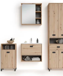 ByLiving Badezimmer-Schrank Wellness In Artisan Eiche - (B) 42 X (H) 77,5 X (T) 31 Cm -Relaxdays Verkaufsshop byliving badezimmer schrank wellness in artisan eiche b 42 x h 77 5 x t 31 cm 7 scaled