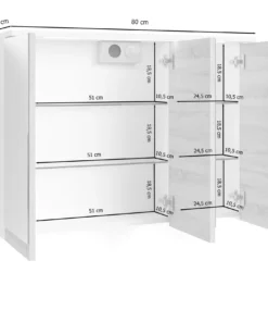 ByLiving Spiegelschrank MARINO In Schneeweiß / Eiche - (B) 80 X (H) 60 X (T) 20 Cm -Relaxdays Verkaufsshop byliving spiegelschrank marino in schneeweiss eiche b 80 x h 60 x t 20 cm 9 scaled