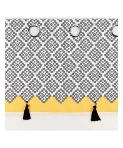 Douceur D'intérieur Gardine "Neo Casa" In Weiß/ Grau/ Gelb -Relaxdays Verkaufsshop douceur dinterieur gardine neo casa in weiss grau gelb 4