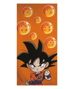 Bade-/Strandtuch Dragon Ball Young Goku - (L) 140 Cm X (B) 70 Cm In Orange