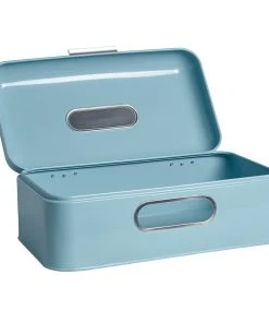 ECHTWERK Metall Brotkasten "Retro" 17 L In Hellblau -Relaxdays Verkaufsshop echtwerk metall brotkasten retro 17 l in hellblau 1