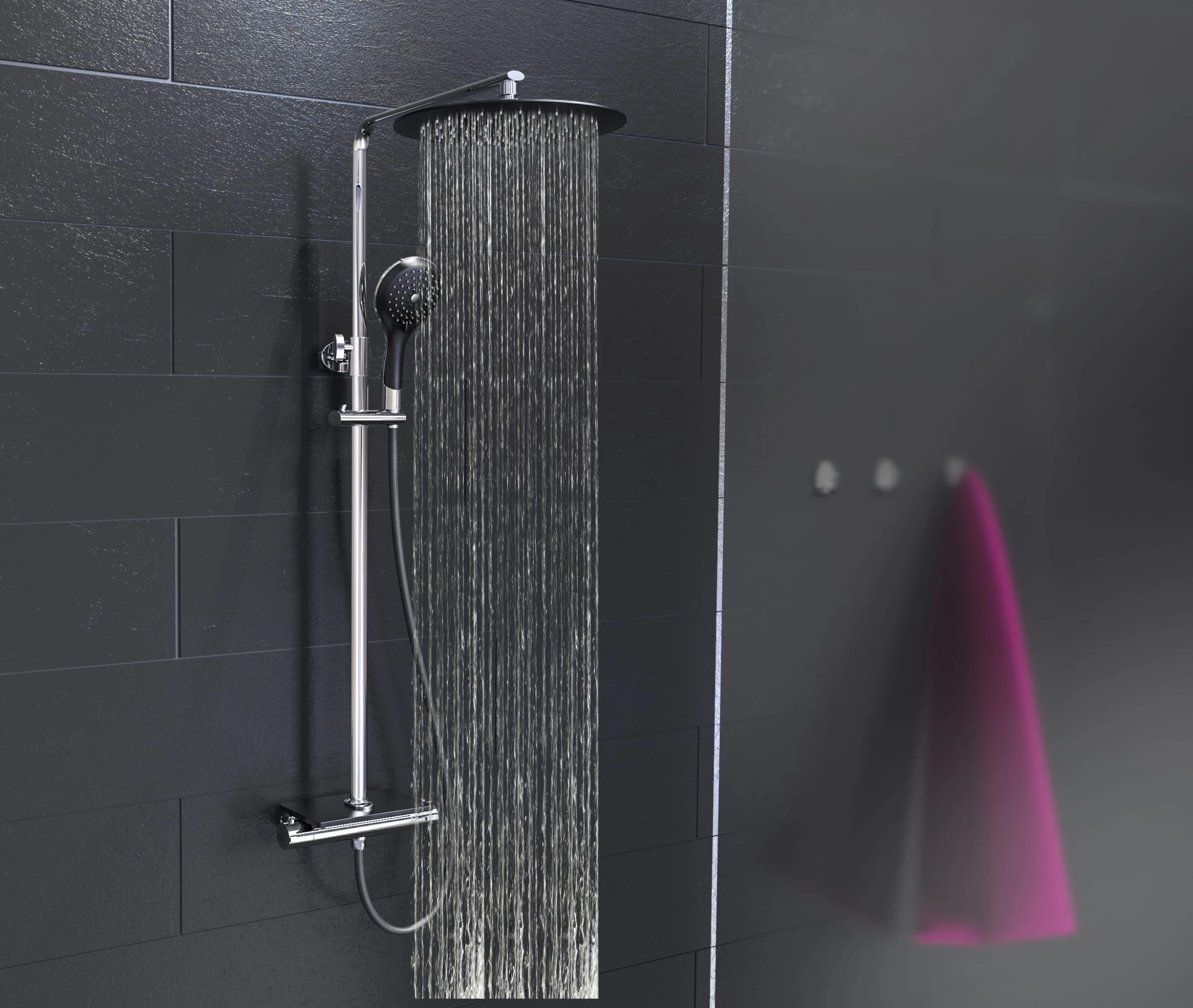 Eisl Since 1980 Thermostat Duschset GRANDE VITA In Chrom/Schwarz 3 Eisl Since 1980 Thermostat Duschset GRANDE VITA In Chrom/Schwarz – Bild 3