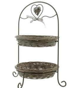 HomeLiving Etagere "Weidenherz" 300x410 In Grau