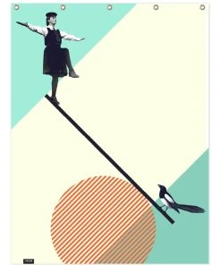 Juniqe Duschvorhang "B Is For Balance" In Gelb & Grün