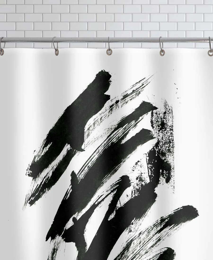 Juniqe Duschvorhang "Black Abstract" In Schwarz & Weiß 2 Juniqe Duschvorhang "Black Abstract" In Schwarz & Weiß – Bild 2