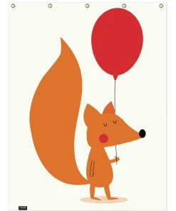 Juniqe Duschvorhang "Fox With A Red Balloon" In Orange & Rot