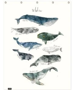 Juniqe Duschvorhang "Whales" In Blau & Cremeweiß