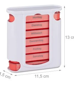 Relaxdays 10x Pillendose In Weiß/ Rot -Relaxdays Verkaufsshop relaxdays 10x pillendose in weiss rot 3