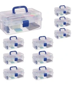 Relaxdays 10x Plastikbox In Transparent/ Blau - (B)33 X (H)14 X (T)19 Cm -Relaxdays Verkaufsshop relaxdays 10x plastikbox in transparent blau b 33 x h 14 x t 19 cm 7