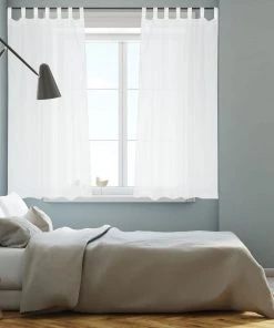 Relaxdays 2 X Gardine In Weiß - (B)140 X (H)245 Cm -Relaxdays Verkaufsshop relaxdays 2 x gardine in weiss b 140 x h 245 cm 4