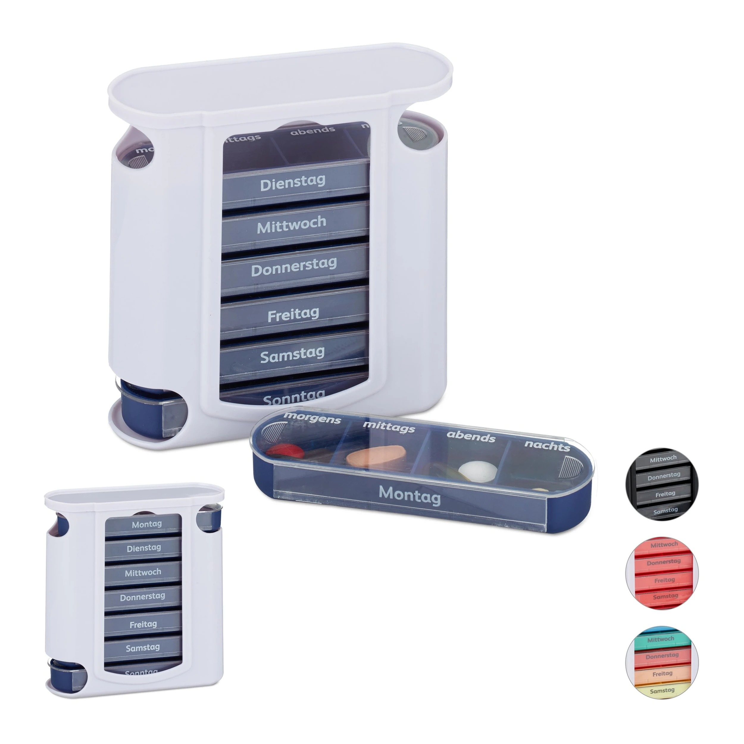 Relaxdays 2x Pillendose In Weiß/ Blau 1 Relaxdays 2x Pillendose In Weiß/ Blau