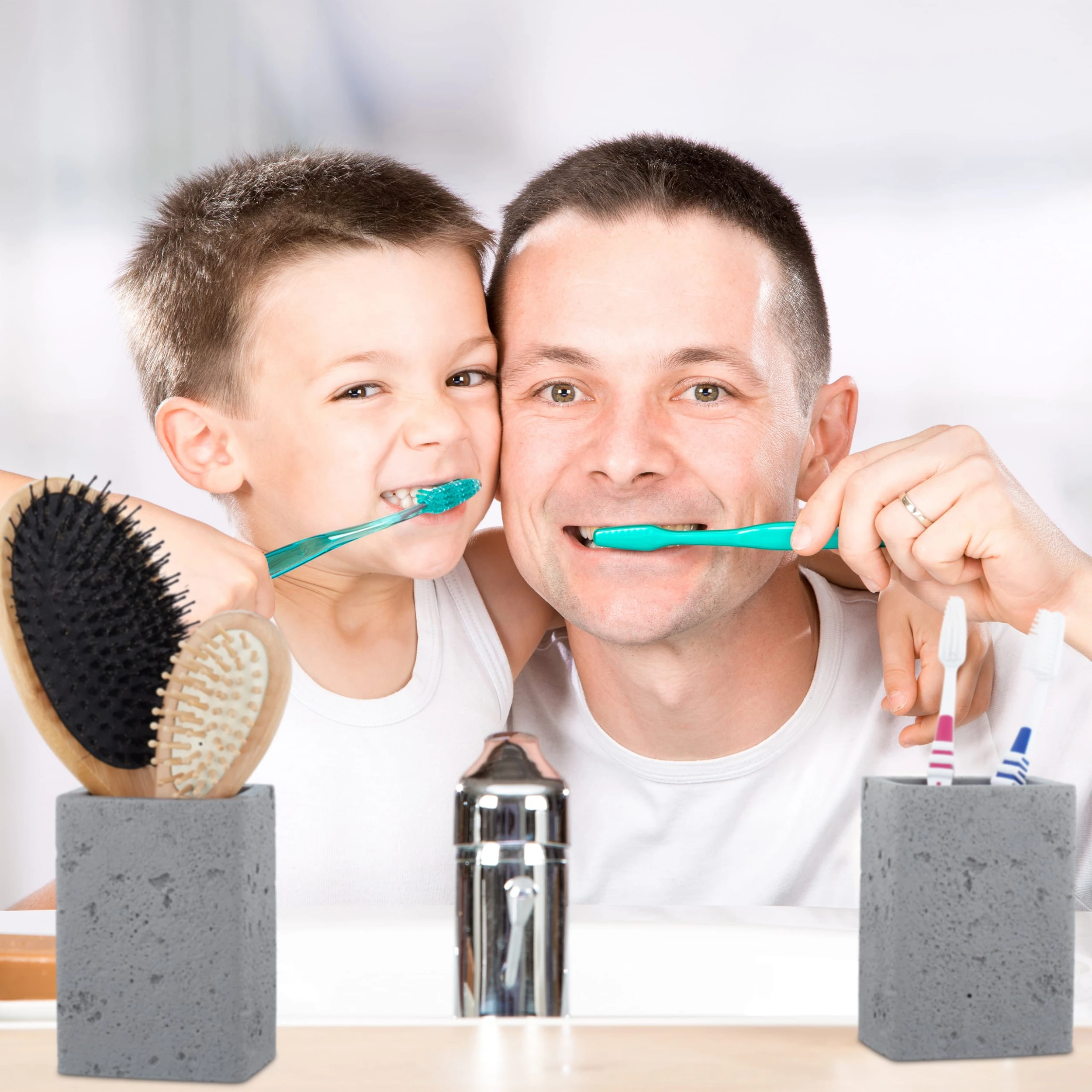 Relaxdays 2x Zahnbürstenhalter In Grau 3 Relaxdays 2x Zahnbürstenhalter In Grau – Bild 3