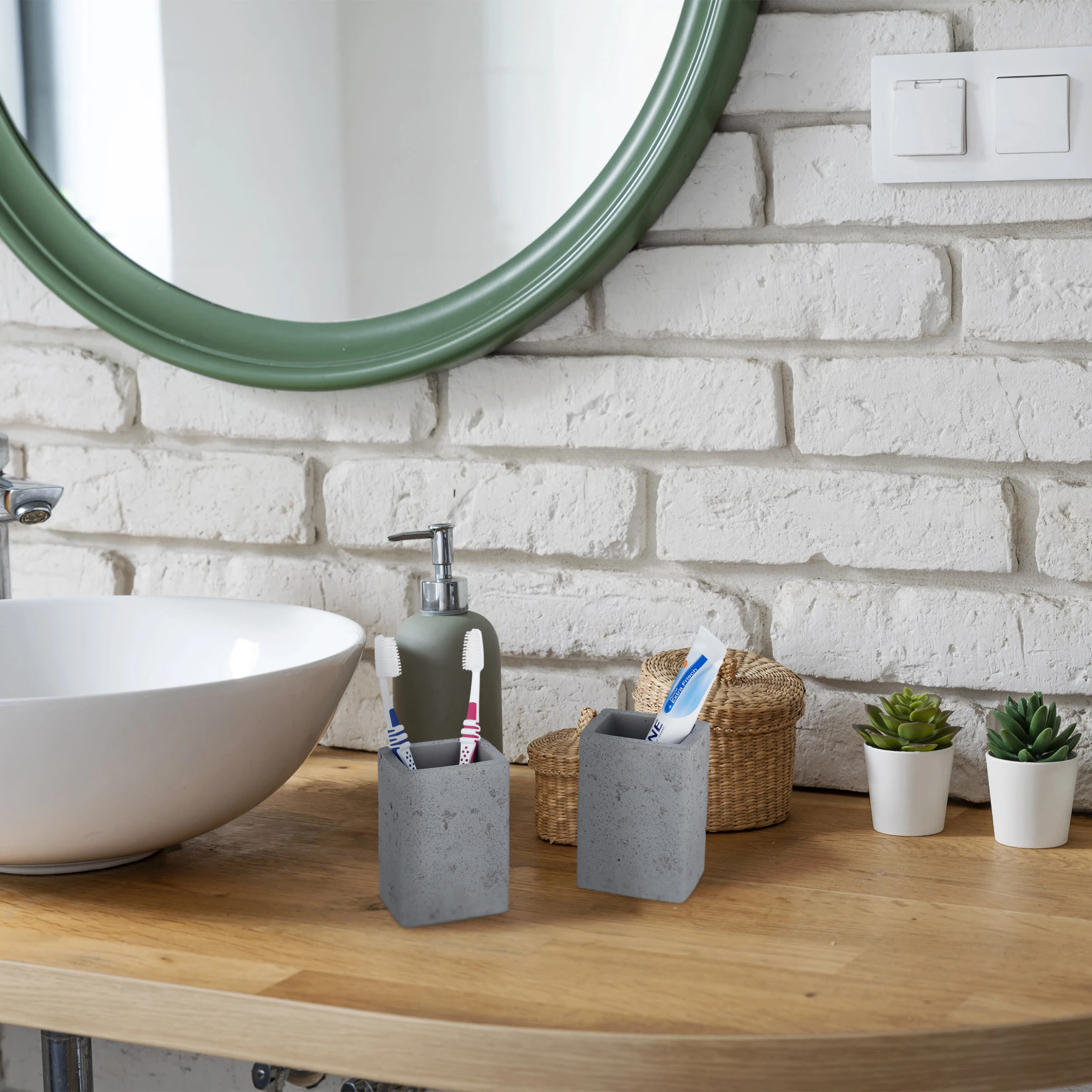 Relaxdays 2x Zahnbürstenhalter In Grau 5 Relaxdays 2x Zahnbürstenhalter In Grau – Bild 5