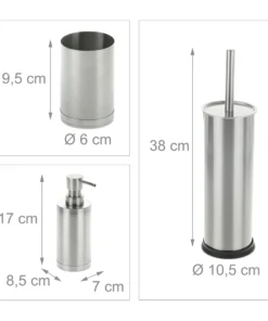 Relaxdays 3-tlg. Badezimmer Set In Silber -Relaxdays Verkaufsshop relaxdays 3 tlg badezimmer set in silber 3