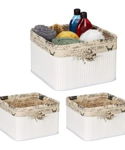 Relaxdays 3 X Aufbewahrungskorb In Weiß/ Creme - (B)31 X (H)20 X (T)31 Cm -Relaxdays Verkaufsshop relaxdays 3 x aufbewahrungskorb in weiss creme b 31 x h 20 x t 31 cm 7
