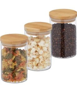 Relaxdays 3 X Vorratsglas In Transparent/ Natur - 800 Ml -Relaxdays Verkaufsshop relaxdays 3 x vorratsglas in transparent natur 800 ml 7