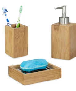 Relaxdays 3tlg. Badaccessoire-Set In Natur 14 Relaxdays 3tlg. Badaccessoire-Set In Natur -Relaxdays Verkaufsshop relaxdays 3tlg badaccessoire set in natur 6