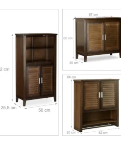 Relaxdays 3tlg. Badschrank-Set In Braun -Relaxdays Verkaufsshop relaxdays 3tlg badschrank set in braun 1