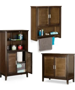 Relaxdays 3tlg. Badschrank-Set In Braun -Relaxdays Verkaufsshop relaxdays 3tlg badschrank set in braun 4