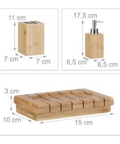 Relaxdays 3x Badaccessoires-Set In Natur -Relaxdays Verkaufsshop relaxdays 3x badaccessoires set in natur 3