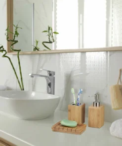 Relaxdays 3x Badaccessoires-Set In Natur -Relaxdays Verkaufsshop relaxdays 3x badaccessoires set in natur 4