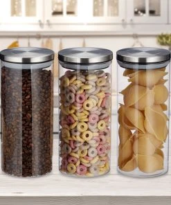 Relaxdays 3x Vorratsglas In Transparent - 1,3 L -Relaxdays Verkaufsshop relaxdays 3x vorratsglas in transparent 1 3 l 2