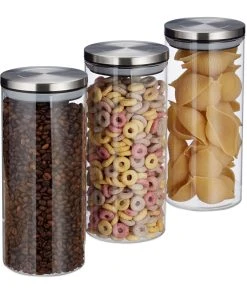 Relaxdays 3x Vorratsglas In Transparent - 1,3 L -Relaxdays Verkaufsshop relaxdays 3x vorratsglas in transparent 1 3 l 7