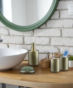 Relaxdays 4-tlg. Badezimmer Set In Gold -Relaxdays Verkaufsshop relaxdays 4 tlg badezimmer set in gold 1