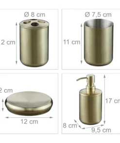 Relaxdays 4-tlg. Badezimmer Set In Gold -Relaxdays Verkaufsshop relaxdays 4 tlg badezimmer set in gold 3