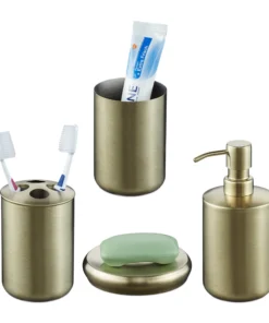 Relaxdays 4-tlg. Badezimmer Set In Gold -Relaxdays Verkaufsshop relaxdays 4 tlg badezimmer set in gold 7