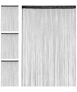 Relaxdays 4 X Fadenvorhang "Glitzer" In Schwarz - (L)245 X (B)145 Cm -Relaxdays Verkaufsshop relaxdays 4 x fadenvorhang glitzer in schwarz l 245 x b 145 cm 7