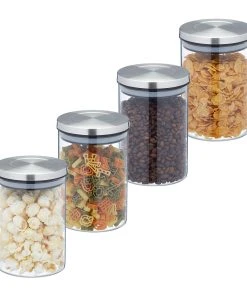 Relaxdays 4 X Vorratsgläser In Transparent/ Silber - 750 Ml -Relaxdays Verkaufsshop relaxdays 4 x vorratsglaser in transparent silber 750 ml 7