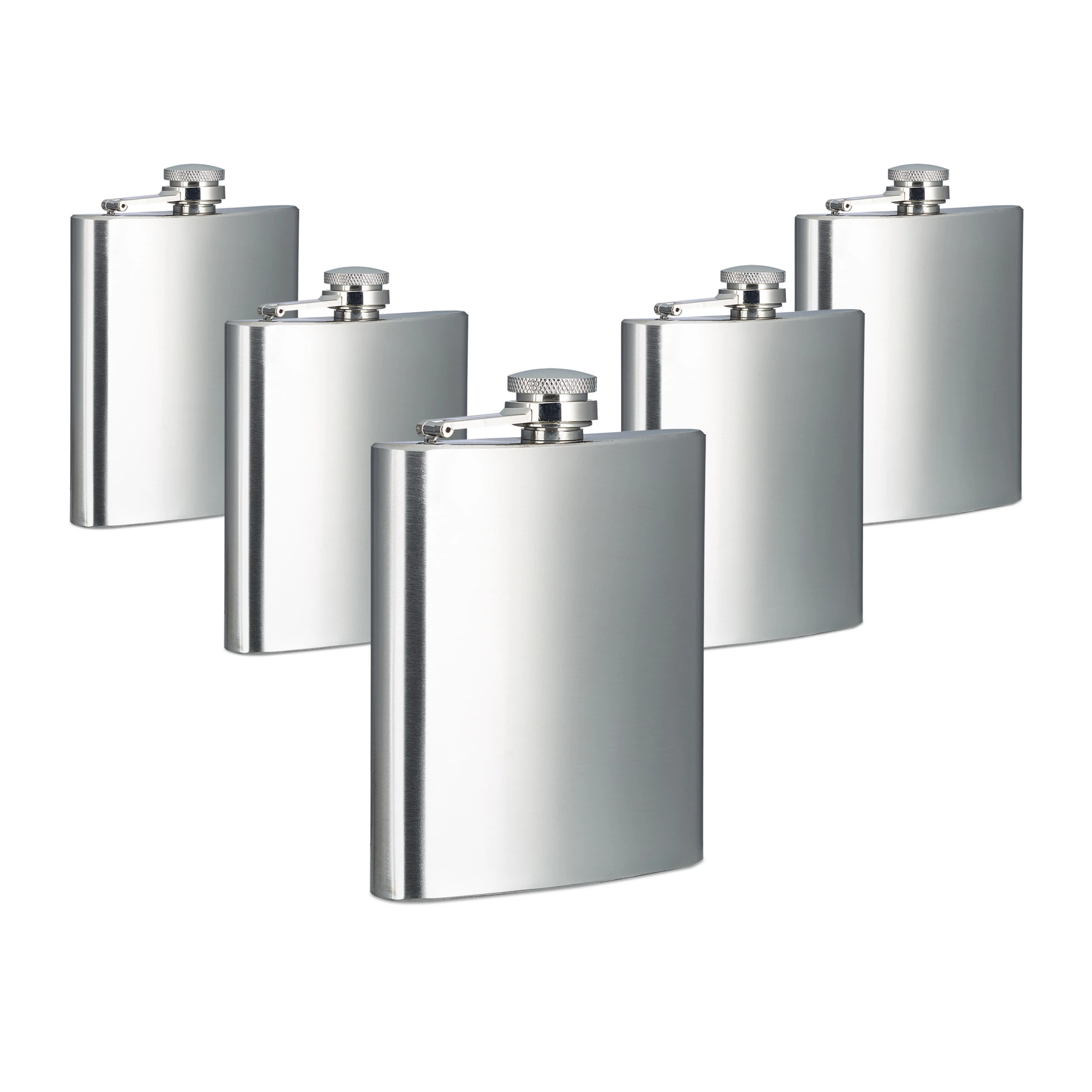 Relaxdays 5x Flachmann In Silber - Je 200 Ml 6 Relaxdays 5x Flachmann In Silber - Je 200 Ml – Bild 6