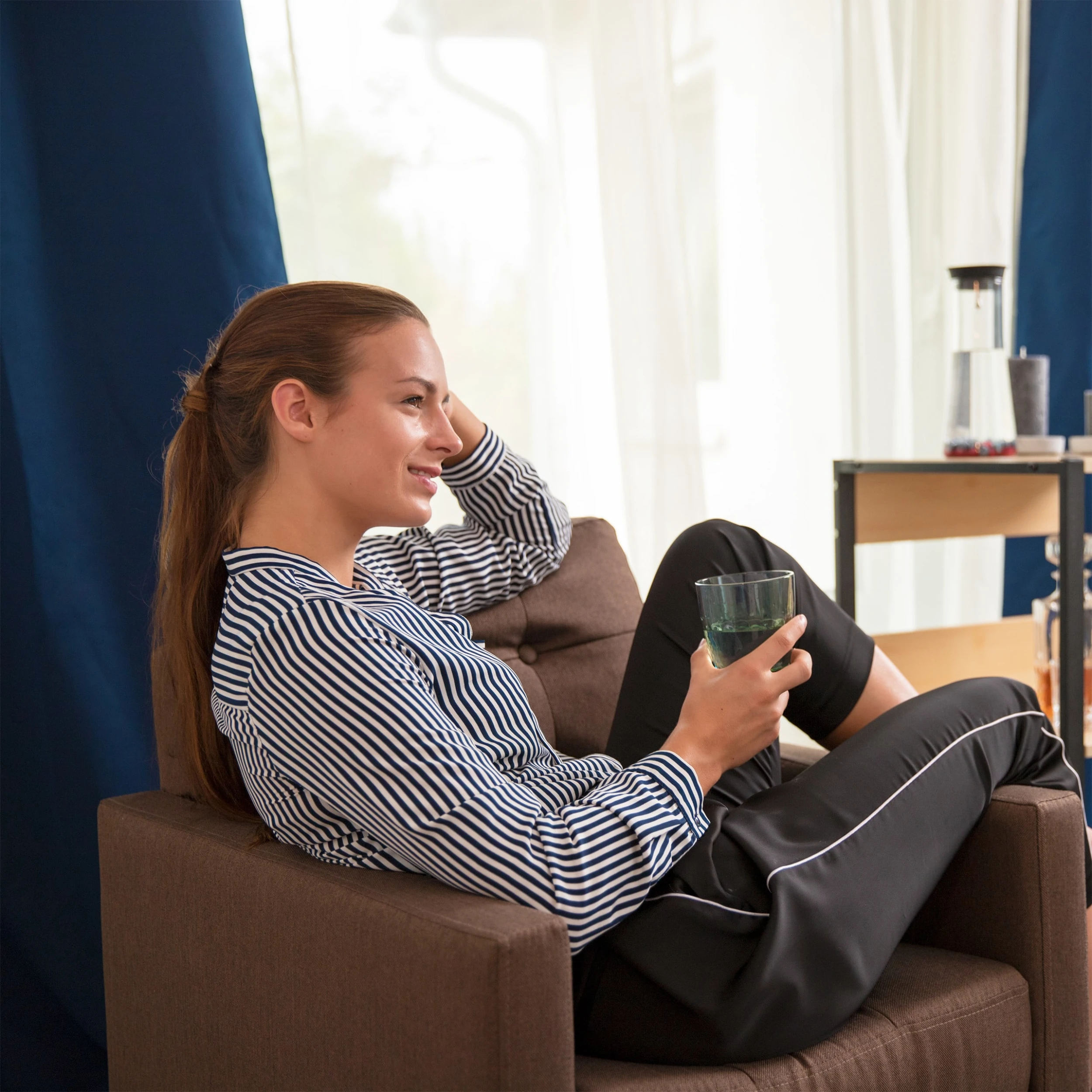 Relaxdays 8 X Vorhang In Blau - (B)135 X (H)175 Cm 3 Relaxdays 8 X Vorhang In Blau - (B)135 X (H)175 Cm – Bild 3