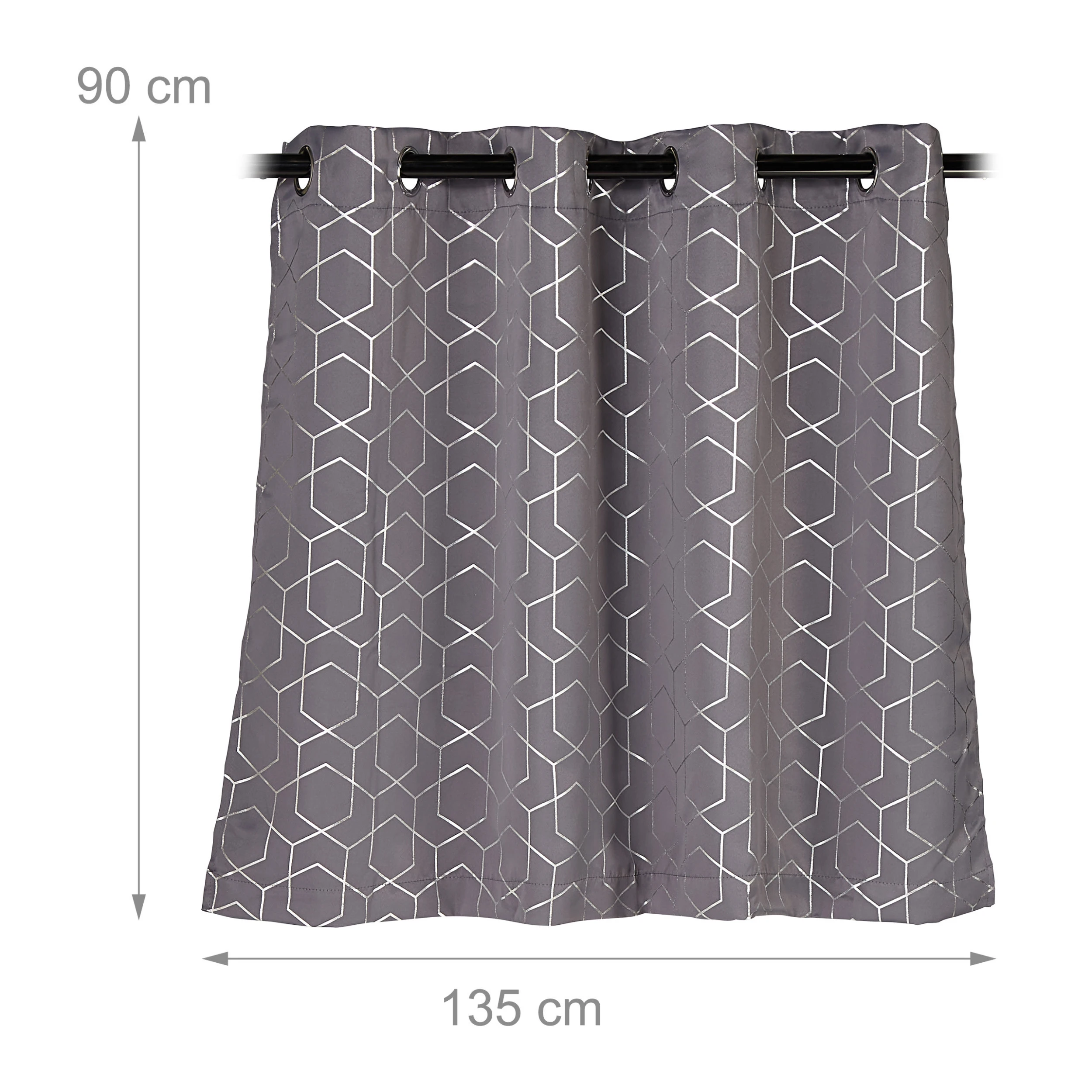 Relaxdays 8 X Vorhang "Muster" In Grau/ Silber - (B)135 X (H)90 Cm 4 Relaxdays 8 X Vorhang "Muster" In Grau/ Silber - (B)135 X (H)90 Cm – Bild 4