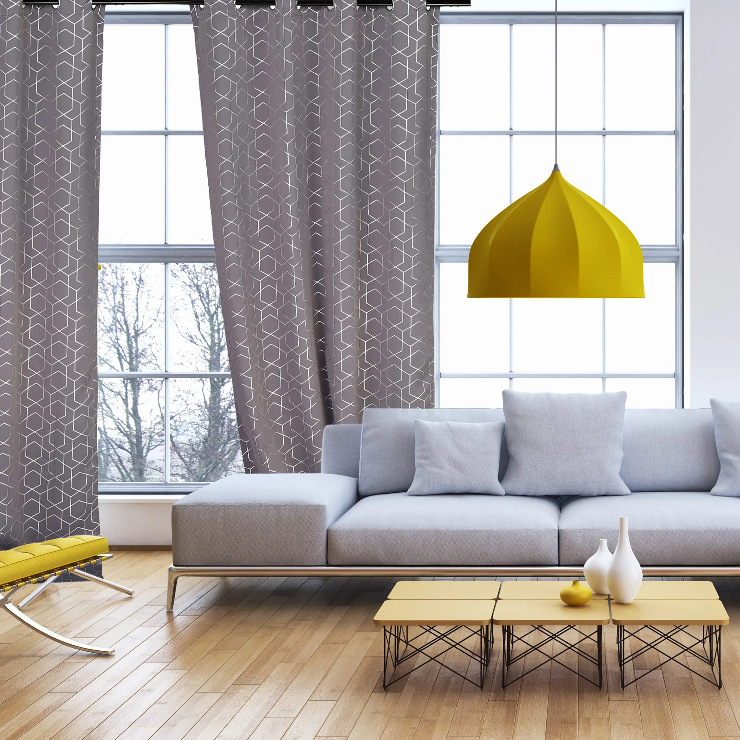 Relaxdays 8 X Vorhang "Muster" In Grau/ Silber - (B)135 X (H)90 Cm 5 Relaxdays 8 X Vorhang "Muster" In Grau/ Silber - (B)135 X (H)90 Cm – Bild 5