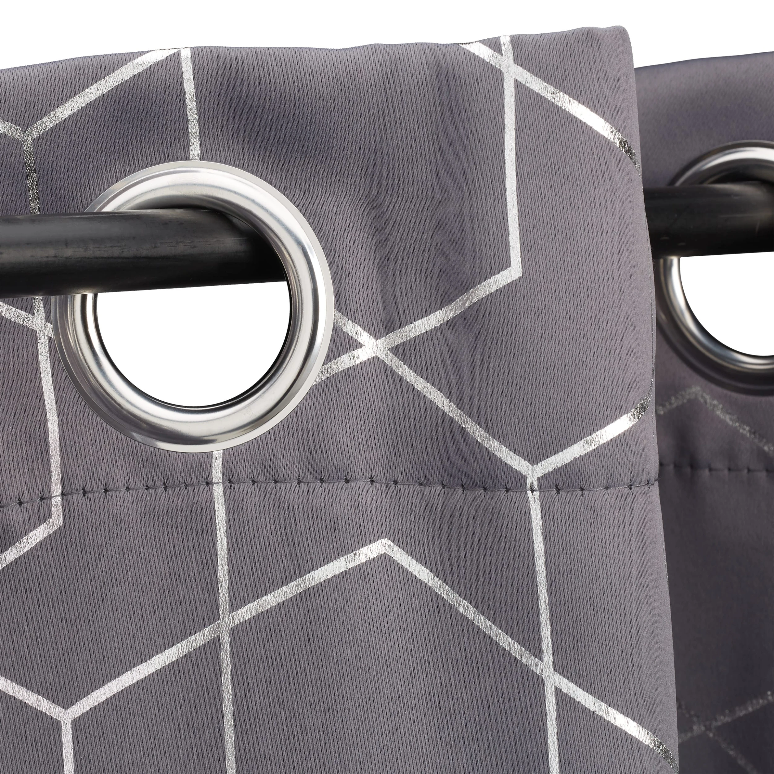 Relaxdays 8 X Vorhang "Muster" In Grau/ Silber - (B)135 X (H)90 Cm 6 Relaxdays 8 X Vorhang "Muster" In Grau/ Silber - (B)135 X (H)90 Cm – Bild 6