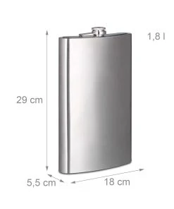 Relaxdays 9x Flachmann In Silber - 1,8 L -Relaxdays Verkaufsshop relaxdays 9x flachmann in silber 1 8 l 3