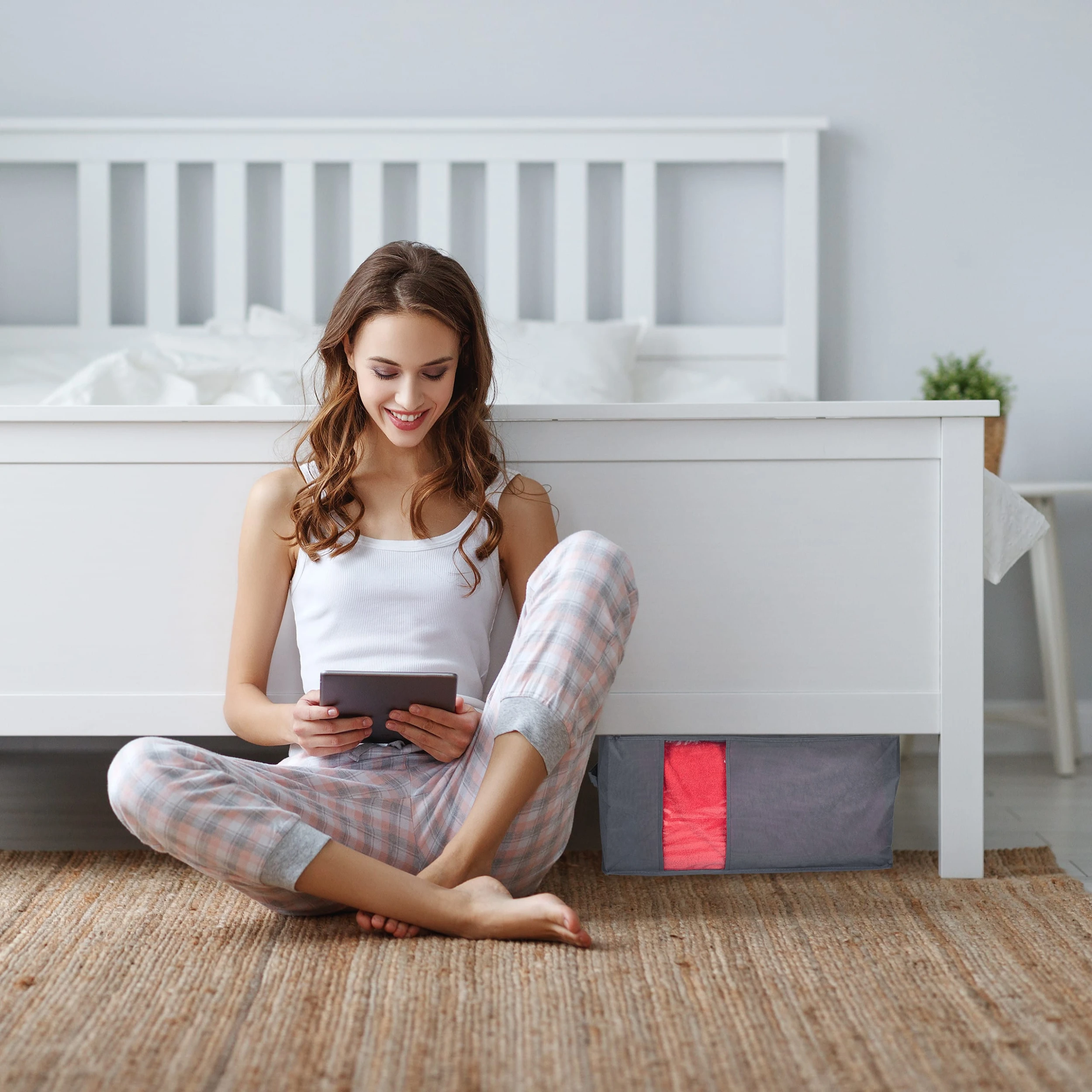 Relaxdays Aufbewahrungstasche In Grau - (B)60 X (H)30 X (T)45 Cm 3 Relaxdays Aufbewahrungstasche In Grau - (B)60 X (H)30 X (T)45 Cm – Bild 3