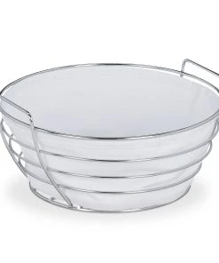 Relaxdays Brotkorb In Silber/ Weiß - (H)11 X Ø 23 Cm