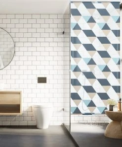 Relaxdays Duschrollo Triangle In Bunt - (B)120 X (H)240 Cm -Relaxdays Verkaufsshop relaxdays duschrollo triangle in bunt b 120 x h 240 cm 2