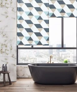 Relaxdays Duschrollo Triangle In Bunt - (B)120 X (H)240 Cm -Relaxdays Verkaufsshop relaxdays duschrollo triangle in bunt b 120 x h 240 cm 4