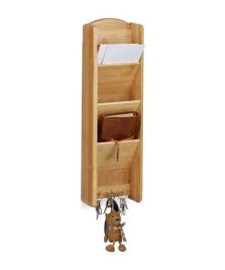 Relaxdays Schlüsselbrett In Natur - (B)15 X (H)49,5 X (T)7,5 Cm