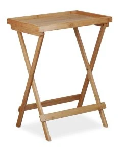Relaxdays Tabletttisch In Natur - (B)50 X (H)66 X (T)38,5 Cm